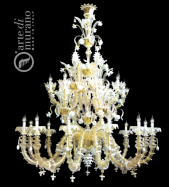 luxusn luster z Murano skla priemer 150cm zlat, biela 