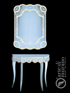 luxusn umeleck zrkadlo z Murano skla 80x110cm so stolkom 