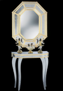 luxusn umeleck zrkadlo z Murano skla 80x100cm so stolkom 
