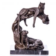 bronzov socha na mramorovom podstavci Leopardy 56