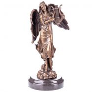 bronzov socha anjel s lrou na mramorovom podstavci 78
