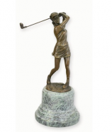 bronzov socha na mramorovom podstavci Golfistka 128 - www.glancshop.sk